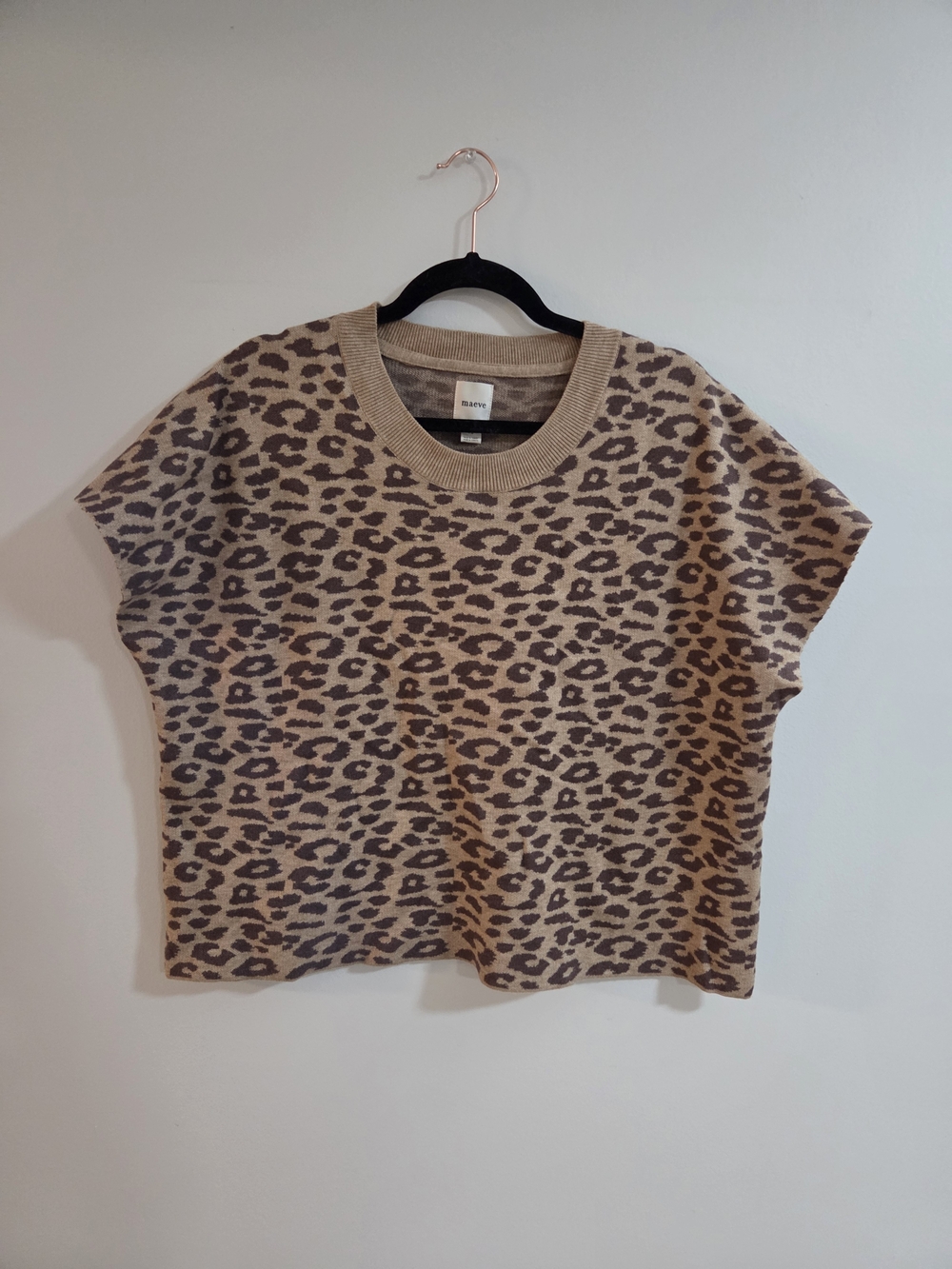 Anthropolologie Maeve Leopard-Pattern Knit Top